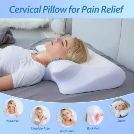 2-in-1 Cervical Memory Foam Pillow - Orthopedic Contour Support for Neck & Shoulder Pain
