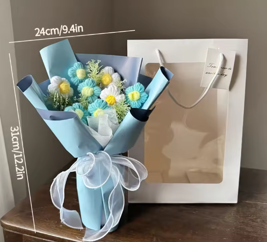 Eternal Crochet Graduation Bouquet – Handmade Artificial Flowers for Graduation, Birthday, & Valentine’s Day