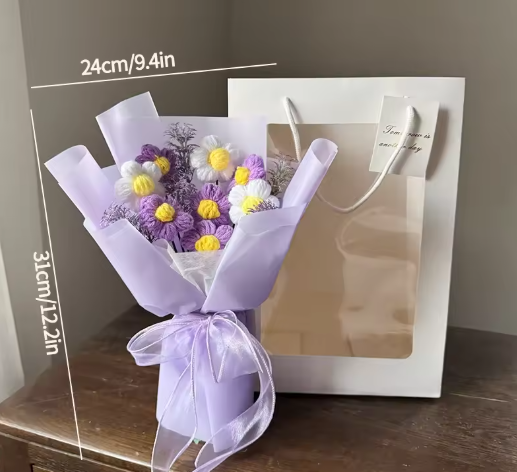 Eternal Crochet Graduation Bouquet – Handmade Artificial Flowers for Graduation, Birthday, & Valentine’s Day