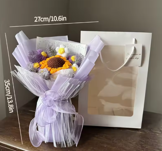 Eternal Crochet Graduation Bouquet – Handmade Artificial Flowers for Graduation, Birthday, & Valentine’s Day