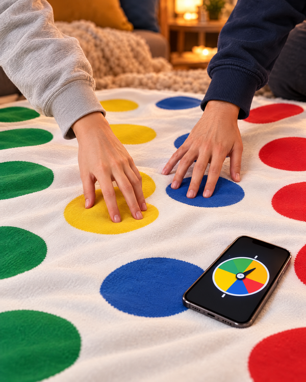 Hands on the Stripster blanket dots with the app