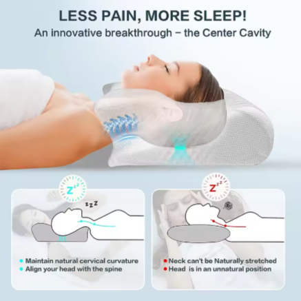 2-in-1 Cervical Memory Foam Pillow - Orthopedic Contour Support for Neck & Shoulder Pain