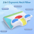 2-in-1 Cervical Memory Foam Pillow - Orthopedic Contour Support for Neck & Shoulder Pain