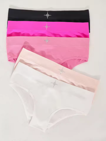 5-Piece Seamless Invisible Triangle Underwear - Mid-Rise No-Show Panty Set