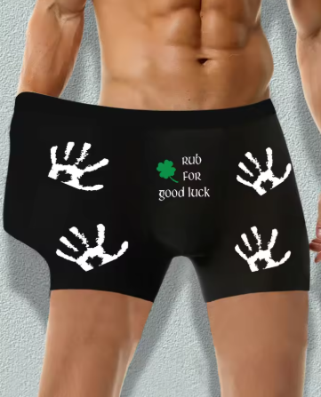 "Rub for Good Luck" Funny Print Men's Boxers - Novelty Gift Underwear for Men