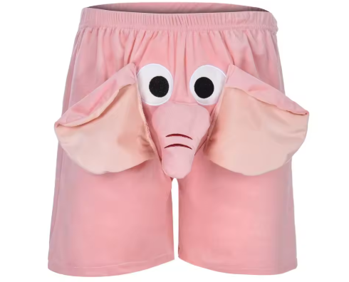 Funny Elephant Boxer Briefs for Men - Sexy Novelty Underwear with 3D Trunk Pouch - Plus Size Up to 4XL