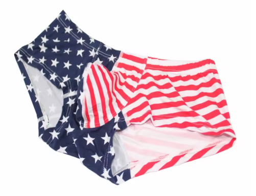 Men’s Patriotic Stars and Stripes Boxer Briefs – American Flag Print Underwear – Breathable Soft Cotton Blend