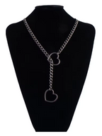 Heart Slider Link Chain Necklace for Women - Adjustable Punk Rock Choker - Goth Aesthetics & Y2K Grunge Jewelry