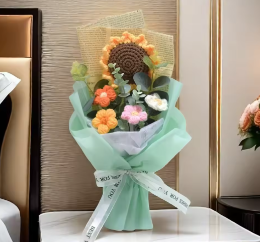 Handmade Crochet Flower Bouquet - Eternal Artificial Flowers for Anniversary, Graduation, & Mother’s Day