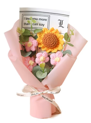 Handmade Crochet Flower Bouquet - Eternal Artificial Flowers for Anniversary, Graduation, & Mother’s Day