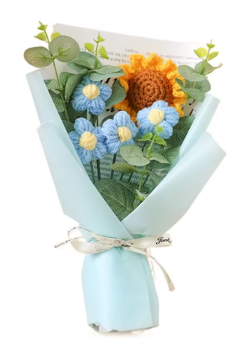 Handmade Crochet Flower Bouquet - Eternal Artificial Flowers for Anniversary, Graduation, & Mother’s Day