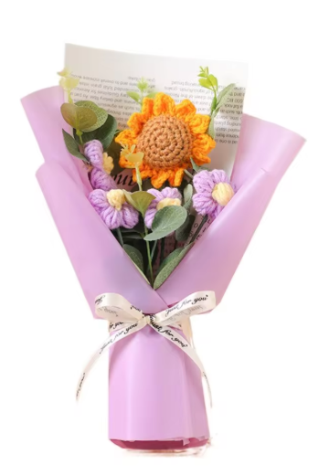 Handmade Crochet Flower Bouquet - Eternal Artificial Flowers for Anniversary, Graduation, & Mother’s Day