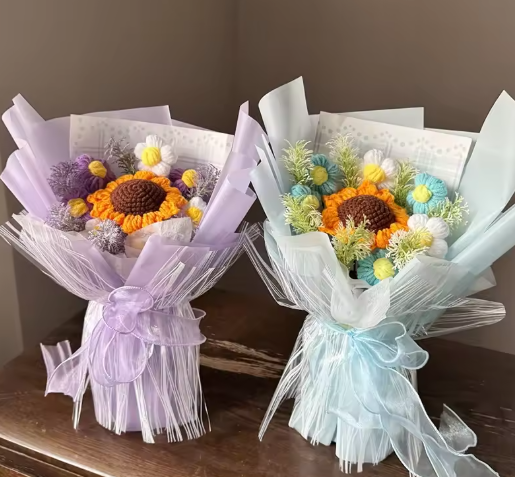 Eternal Crochet Graduation Bouquet – Handmade Artificial Flowers for Graduation, Birthday, & Valentine’s Day