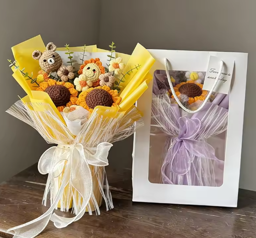 Eternal Crochet Graduation Bouquet – Handmade Artificial Flowers for Graduation, Birthday, & Valentine’s Day