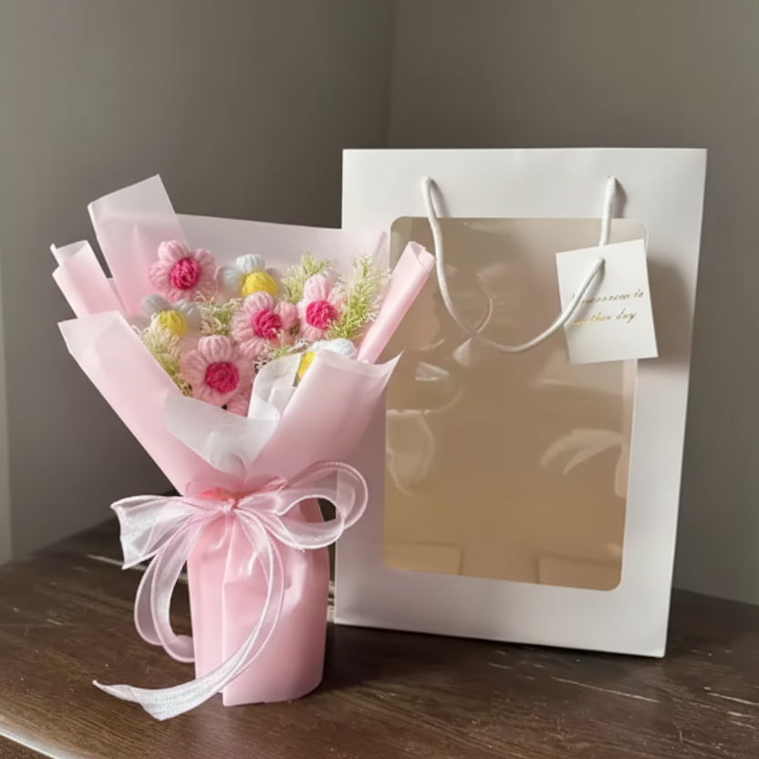 Eternal Crochet Graduation Bouquet – Handmade Artificial Flowers for Graduation, Birthday, & Valentine’s Day