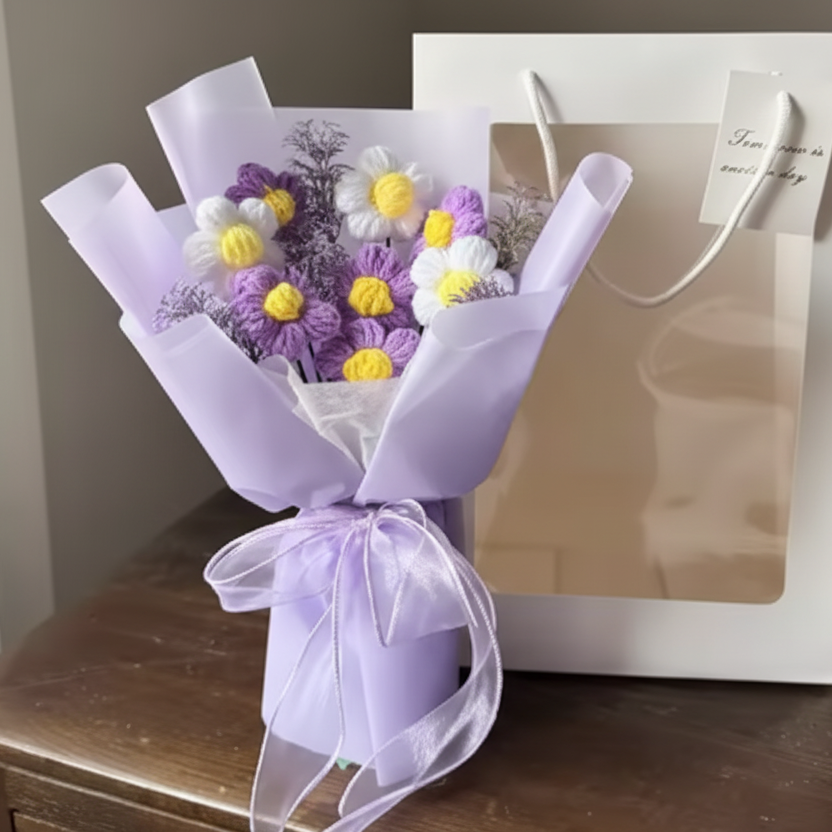 Eternal Crochet Graduation Bouquet – Handmade Artificial Flowers for Graduation, Birthday, & Valentine’s Day