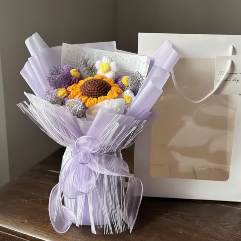 Eternal Crochet Graduation Bouquet – Handmade Artificial Flowers for Graduation, Birthday, & Valentine’s Day