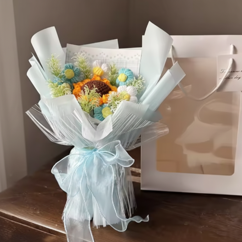 Eternal Crochet Graduation Bouquet – Handmade Artificial Flowers for Graduation, Birthday, & Valentine’s Day