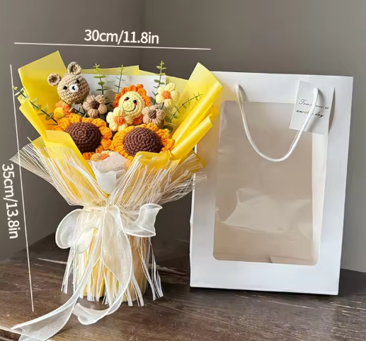 Eternal Crochet Graduation Bouquet – Handmade Artificial Flowers for Graduation, Birthday, & Valentine’s Day