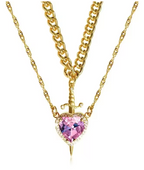 Heart and Sword Couple’s Necklace & Jewelry Set - Zircon Crystal Ring, Bracelet, & Necklace Romantic Gift Set