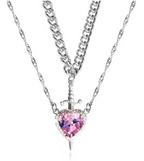 Heart and Sword Couple’s Necklace & Jewelry Set - Zircon Crystal Ring, Bracelet, & Necklace Romantic Gift Set