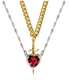 Heart and Sword Couple’s Necklace & Jewelry Set - Zircon Crystal Ring, Bracelet, & Necklace Romantic Gift Set