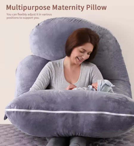 G-Shaped Full Body Pregnancy Pillow – Maternity Support for Back, Hips, and Belly – Removable Washable Cover