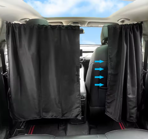 Universal Car Privacy Divider & Sun Shade Curtain | Instant Blackout for Camping, Baby Sleep, and Road Trip Privacy