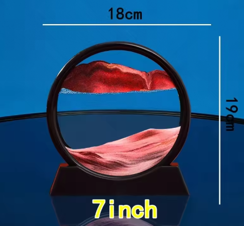 3D Deep Sea Moving Sand Art | Rotating Glass Sandscape & Quicksand Hourglass for Home & Office Desktop Decor | Stress Relief Zen Gift