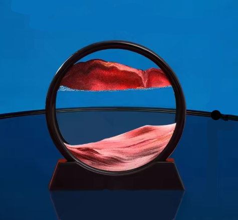 3D Deep Sea Moving Sand Art | Rotating Glass Sandscape & Quicksand Hourglass for Home & Office Desktop Decor | Stress Relief Zen Gift