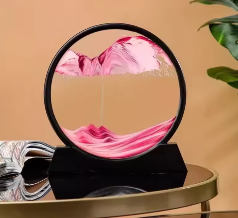 3D Deep Sea Moving Sand Art | Rotating Glass Sandscape & Quicksand Hourglass for Home & Office Desktop Decor | Stress Relief Zen Gift