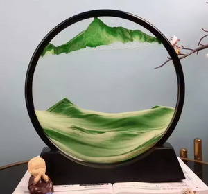 3D Deep Sea Moving Sand Art | Rotating Glass Sandscape & Quicksand Hourglass for Home & Office Desktop Decor | Stress Relief Zen Gift