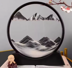 3D Deep Sea Moving Sand Art | Rotating Glass Sandscape & Quicksand Hourglass for Home & Office Desktop Decor | Stress Relief Zen Gift