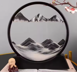 3D Deep Sea Moving Sand Art | Rotating Glass Sandscape & Quicksand Hourglass for Home & Office Desktop Decor | Stress Relief Zen Gift