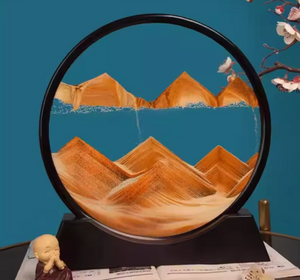 3D Deep Sea Moving Sand Art | Rotating Glass Sandscape & Quicksand Hourglass for Home & Office Desktop Decor | Stress Relief Zen Gift