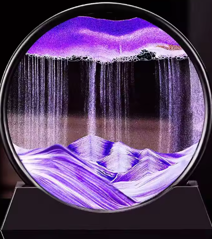 3D Deep Sea Moving Sand Art | Rotating Glass Sandscape & Quicksand Hourglass for Home & Office Desktop Decor | Stress Relief Zen Gift