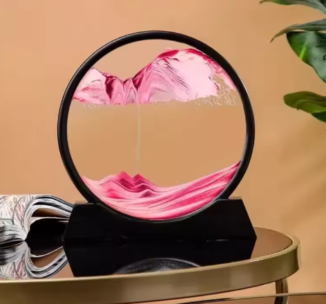 3D Deep Sea Moving Sand Art | Rotating Glass Sandscape & Quicksand Hourglass for Home & Office Desktop Decor | Stress Relief Zen Gift