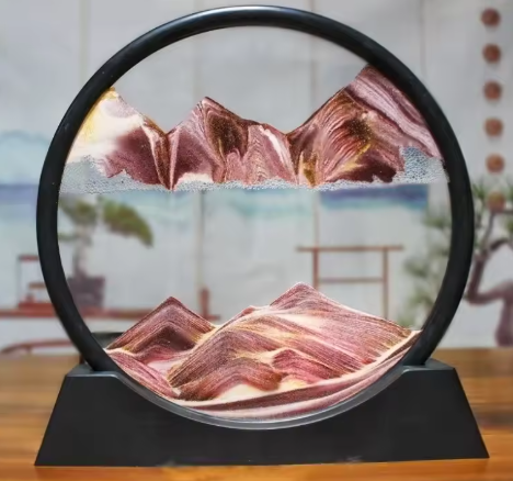 3D Deep Sea Moving Sand Art | Rotating Glass Sandscape & Quicksand Hourglass for Home & Office Desktop Decor | Stress Relief Zen Gift
