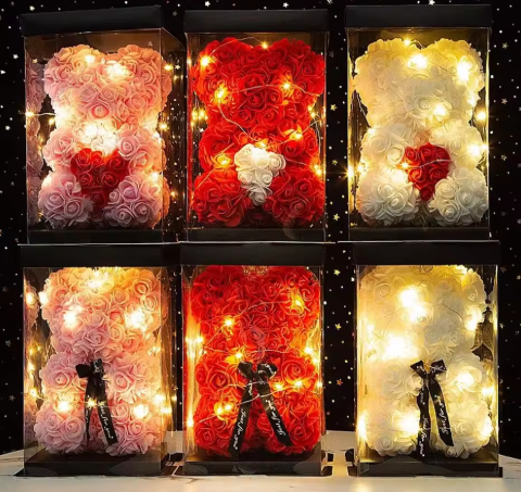 Handmade Luxury Rose Bear - Valentine's & Anniversary Forever Roses