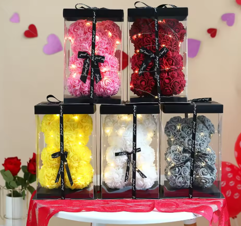 Handmade Luxury Rose Bear - Valentine's & Anniversary Forever Roses