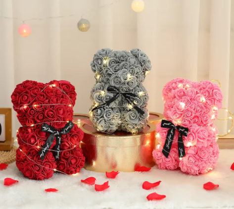 Handmade Luxury Rose Bear - Valentine's & Anniversary Forever Roses