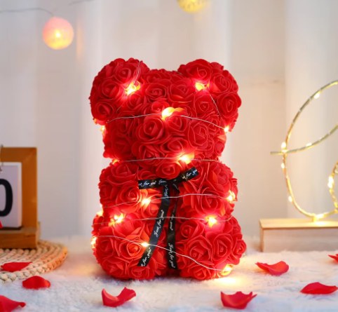 Handmade Luxury Rose Bear - Valentine's & Anniversary Forever Roses