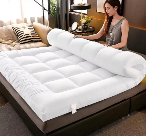 Extra Thick Mattress Topper for Back Pain – Cooling Down Alternative Mattress Pad & Pillowtop Cover