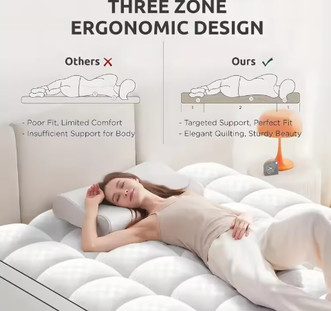 Cloud-Comfort 1000GSM Mattress Topper: Ultra-Thick Cooling Mattress Protector, Noiseless & Breathable Support