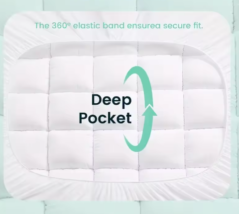 Cloud-Comfort 1000GSM Mattress Topper: Ultra-Thick Cooling Mattress Protector, Noiseless & Breathable Support