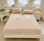 Heart-Embossed Warm Velvet Fitted Sheet | Plush Taffeta Mattress Protector