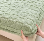 Heart-Embossed Warm Velvet Fitted Sheet | Plush Taffeta Mattress Protector