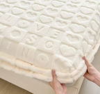 Heart-Embossed Warm Velvet Fitted Sheet | Plush Taffeta Mattress Protector