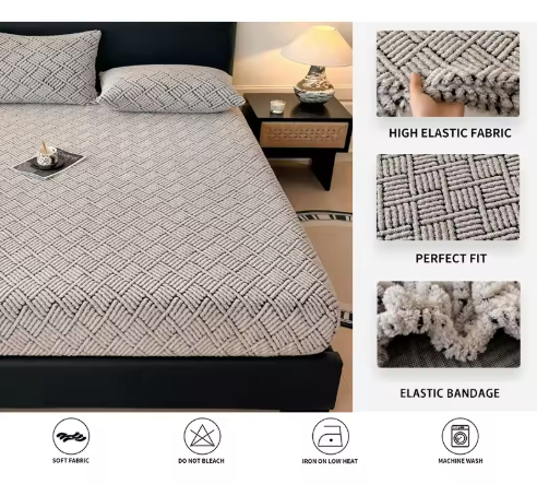 Cozy Plush Coral Fleece Fitted Bed Sheet with 360° Elastic Band