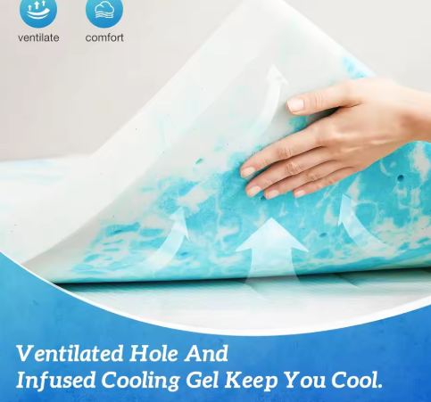 4-Inch Gel Memory Foam Mattress Topper - Cooling Pressure Relief Pad for Queen Bed, RV, & Sleeper Sofa